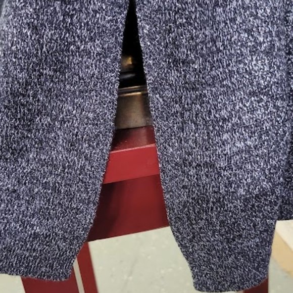 White House Black Market Cardigan long open cardigan sweater w/tie Black/Silver - Picture 3 of 5